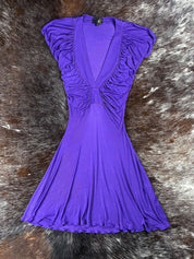 Just Cavalli 2000s Deep Violet Ruched Mini Dress