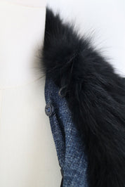 2000s Phard Dark Denim Jacket with Faux Fur – XS/S