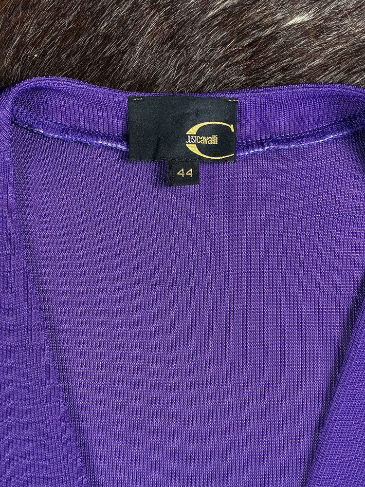 Just Cavalli 2000s Deep Violet Ruched Mini Dress