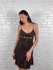 Cristinaeffe Brown Dress Sequin Flowers