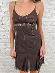 Cristinaeffe Brown Dress Sequin Flowers