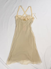 Patrizia Pepe 2000s Cream Hand-Painted Floral Halter Midi Dress - S