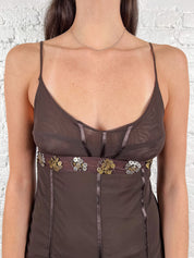 Cristinaeffe Brown Dress Sequin Flowers