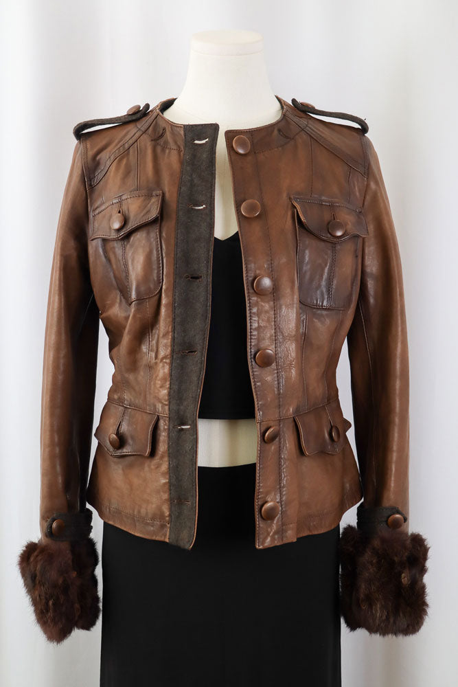 2000s Pinko Brown Leather Jacket – XS/S