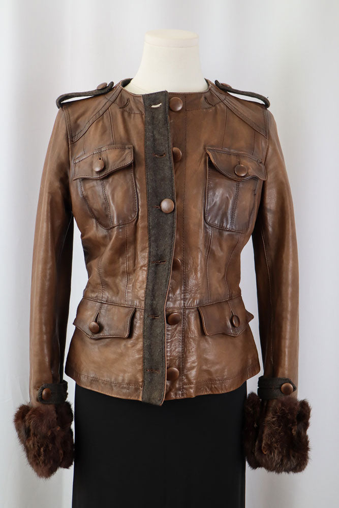 2000s Pinko Brown Leather Jacket – XS/S