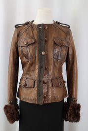 2000s Pinko Brown Leather Jacket – XS/S