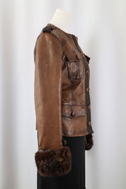 2000s Pinko Brown Leather Jacket – XS/S