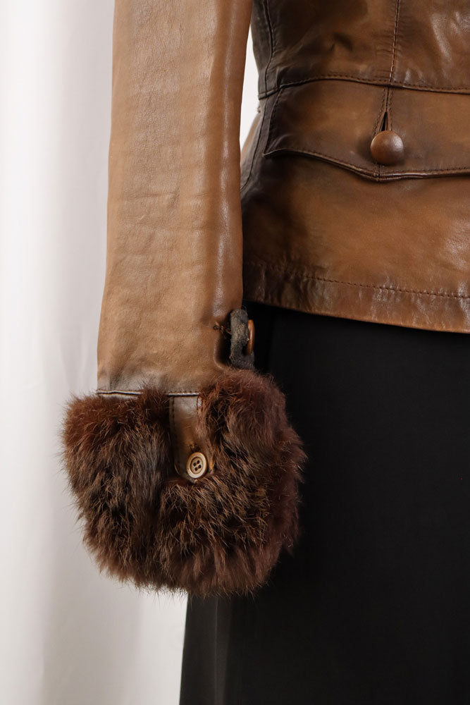 2000s Pinko Brown Leather Jacket – XS/S