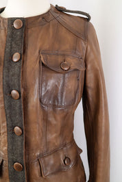 2000s Pinko Brown Leather Jacket – XS/S