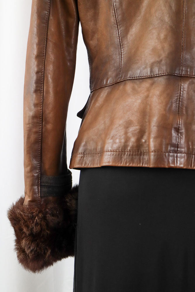 2000s Pinko Brown Leather Jacket – XS/S