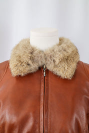 2000s Conbipel Brown Leather Fox Fur Jacket – S