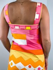 Emilio Pucci 1960s Pink Geometric Print Cotton Mini Dress - S