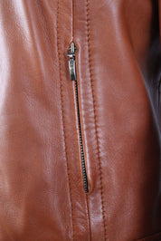 2000s Conbipel Brown Leather Fox Fur Jacket – S