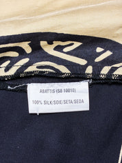 Derhy 2000s Black and Gold Palm Print Silk Handkerchief Hem Dress - M