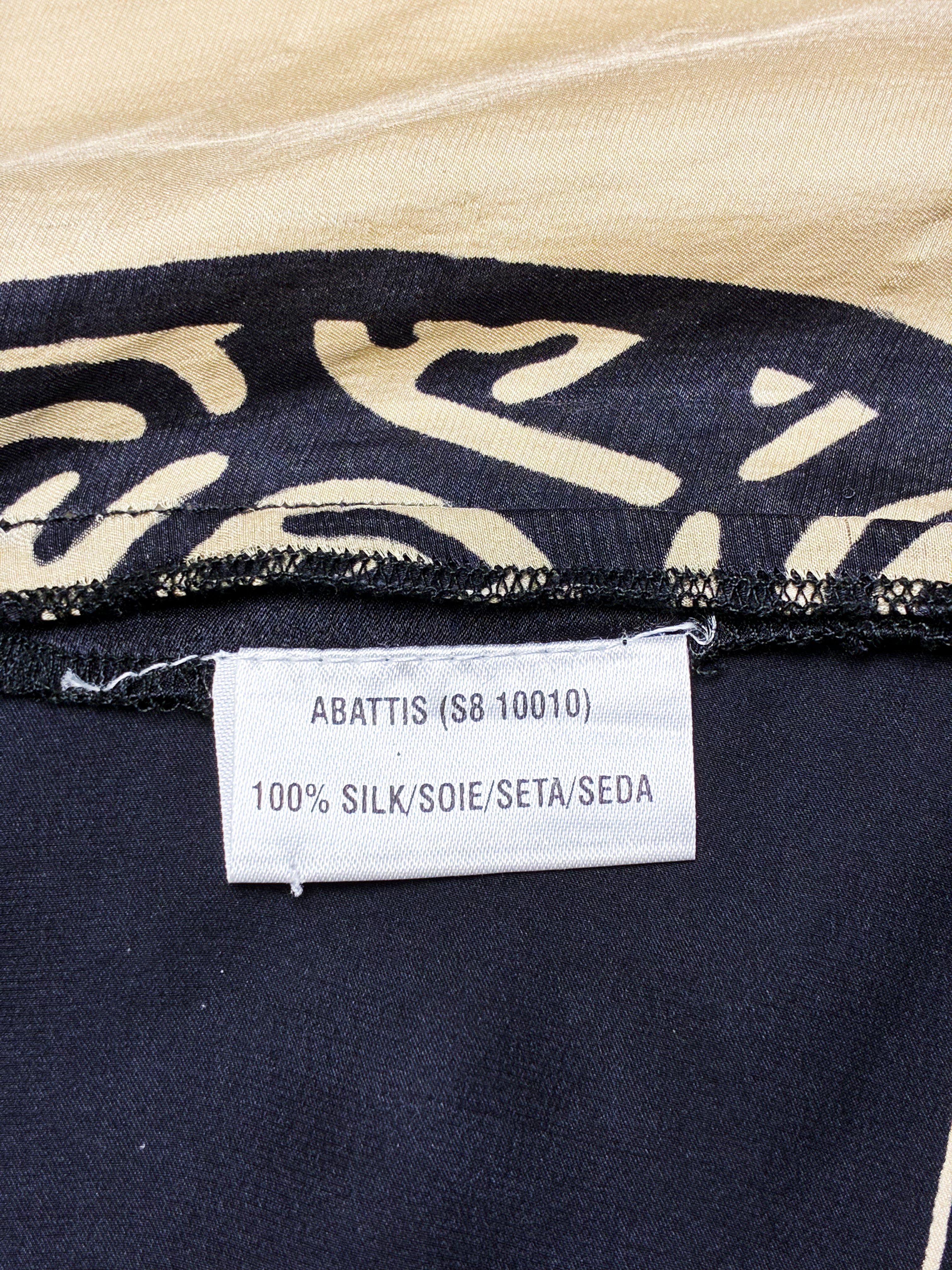 Derhy 2000s Black and Gold Palm Print Silk Handkerchief Hem Maxi Dress - M