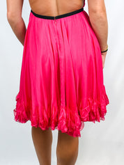 D&G 2000s Hot Pink Silk Backless Ruffle-Hem Halter Dress - M