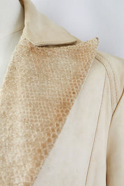 2000s Pinko Cream Leather Snakeskin Jacket – M