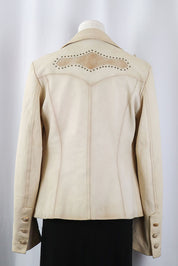 2000s Pinko Cream Leather Snakeskin Jacket – M