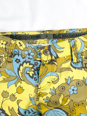 D&G Dolce & Gabbana 2004 Yellow and Blue Floral Print Straight Leg Jeans - S