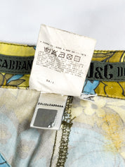 D&G Dolce & Gabbana 2004 Yellow and Blue Floral Print Straight Leg Jeans - S