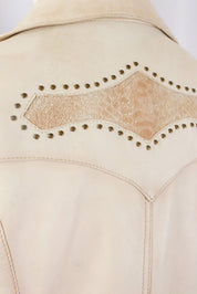 2000s Pinko Cream Leather Snakeskin Jacket – M