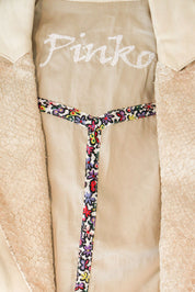 2000s Pinko Cream Leather Snakeskin Jacket – M