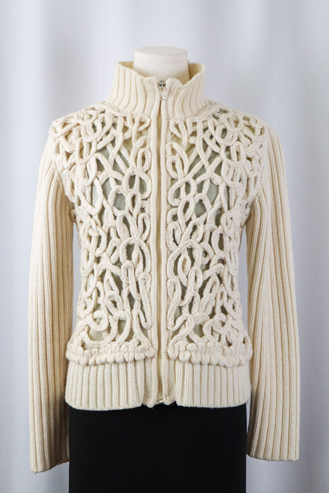 Fuego Cream Knit Cardigan Intricate Embellishment