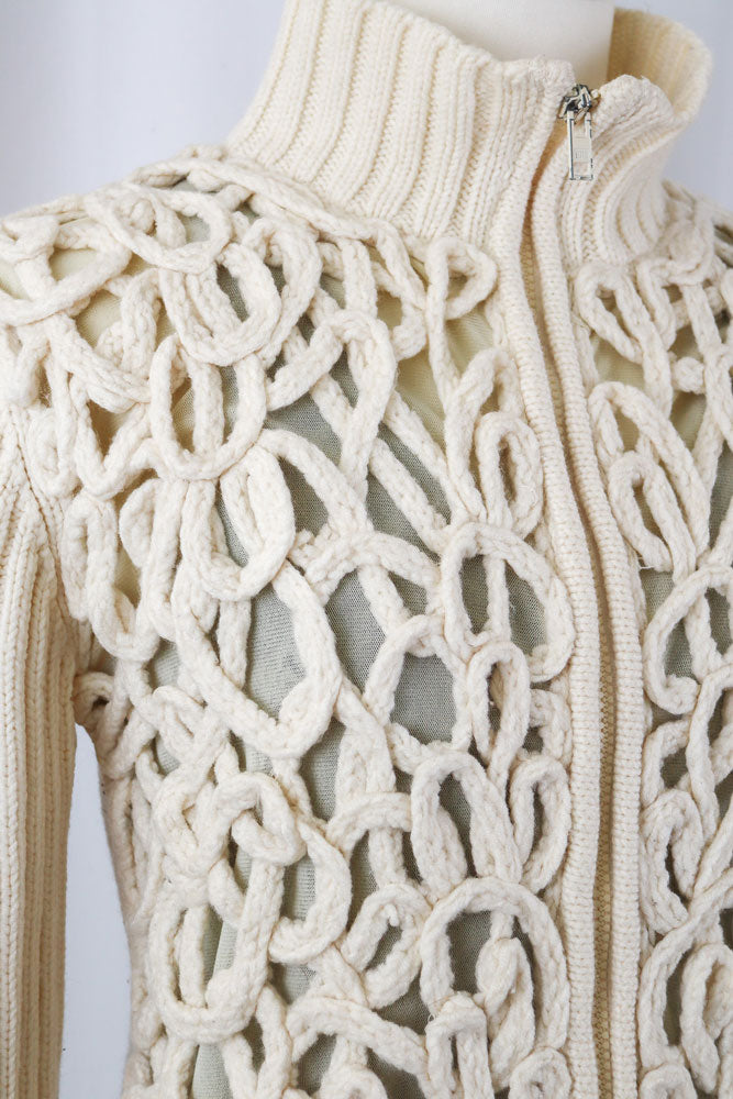 Fuego Cream Knit Cardigan Intricate Embellishment