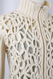 Fuego Cream Knit Cardigan Intricate Embellishment