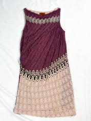 Missoni 1980s Plum & Blush Knit Mini Dress - M/L