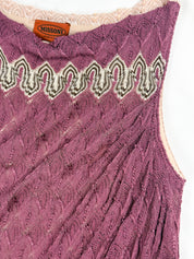 Missoni 1980s Plum & Blush Knit Mini Dress - M/L