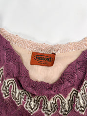 Missoni 1980s Plum & Blush Knit Mini Dress - M/L
