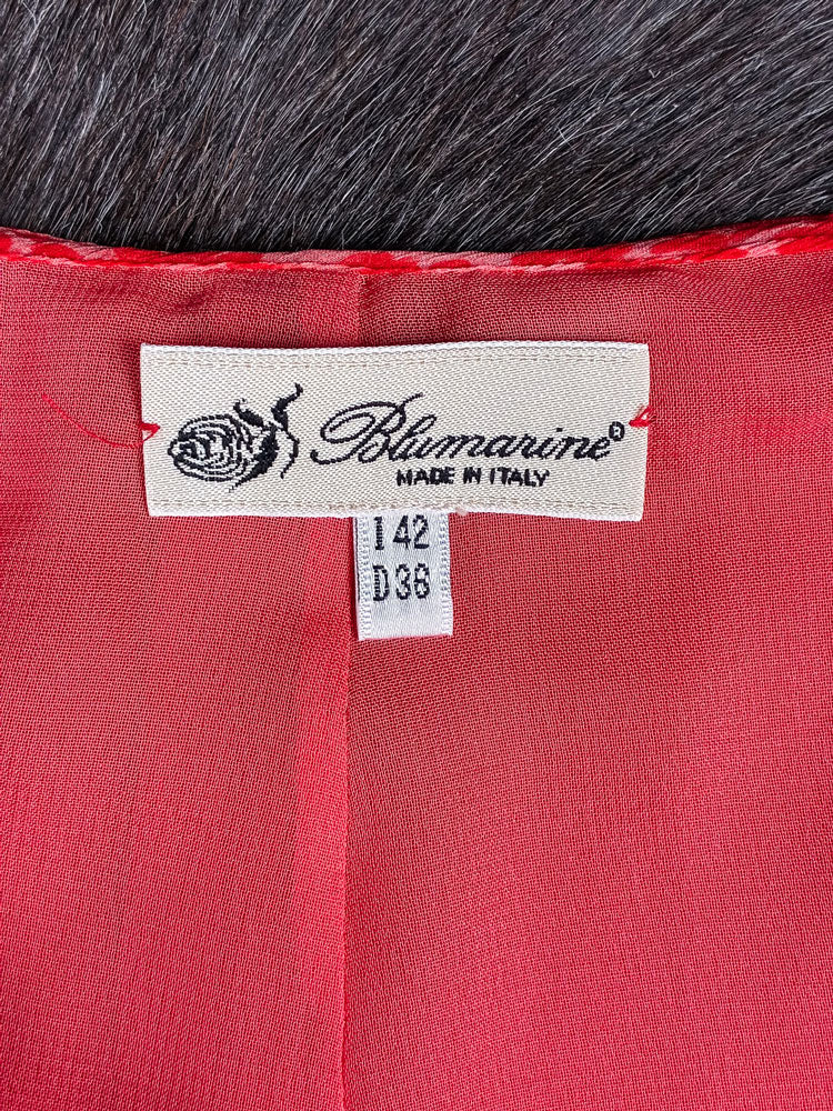 Blumarine 2002 Red Flared Trousers with Leopard Chiffon Inserts