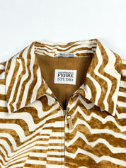 Gianfranco Ferré Studio 1990s Camel Stripe Cotton Zip Jacket - M