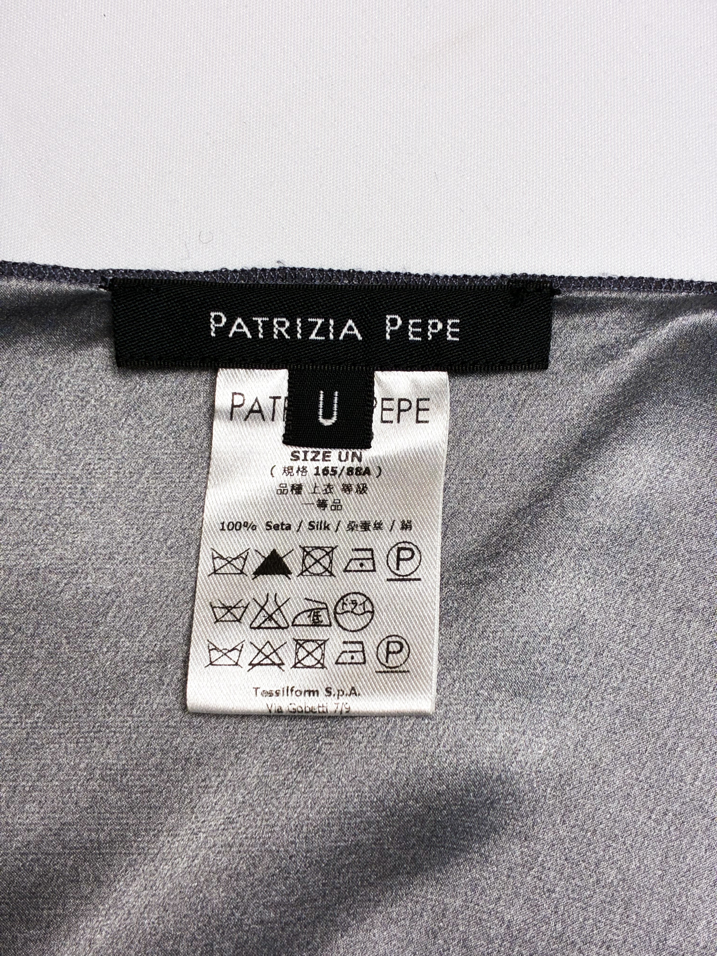 Patrizia Pepe 2000s Grey Baroque Print Silk Chain Strap Camisole - S-L