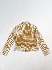 Gianfranco Ferré Studio 1990s Camel Stripe Cotton Zip Jacket - M