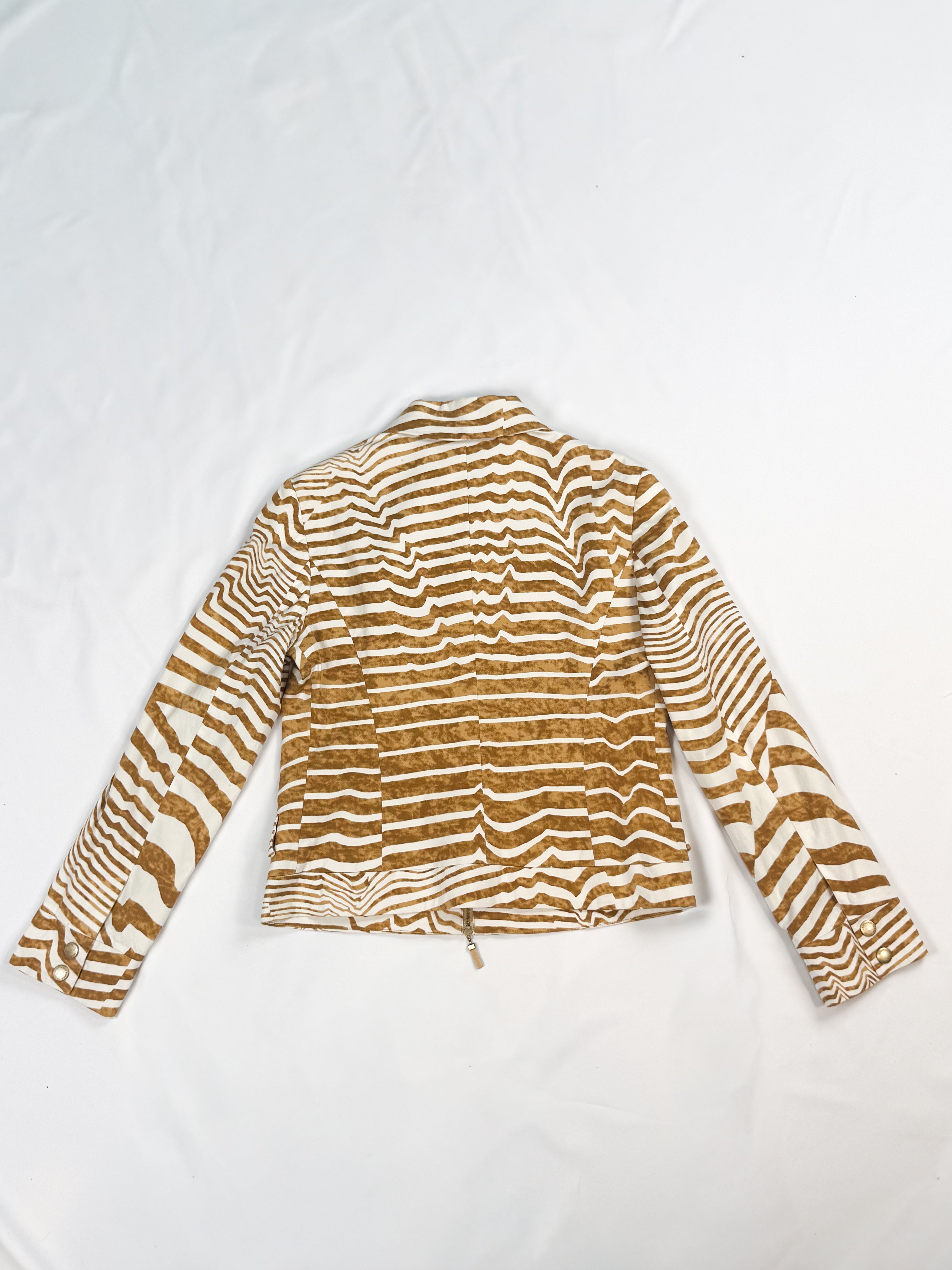 Gianfranco Ferré Studio 1990s Camel Stripe Cotton Zip Jacket - M