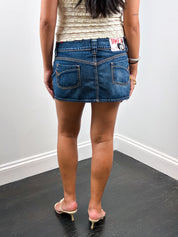 Take Two 2000s Yellow Zip Low-Rise Denim Micro Mini Skirt - M