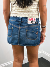 Take Two 2000s Yellow Zip Low-Rise Denim Micro Mini Skirt - M