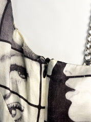 Miss Sixty 2000s Black & White Face Print Chain Strap Mini Dress - M/L