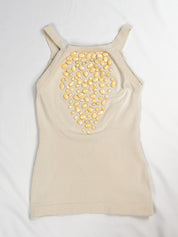 Almeria 2000s Cream Gemstone Embellished Knit Tank - XS/S