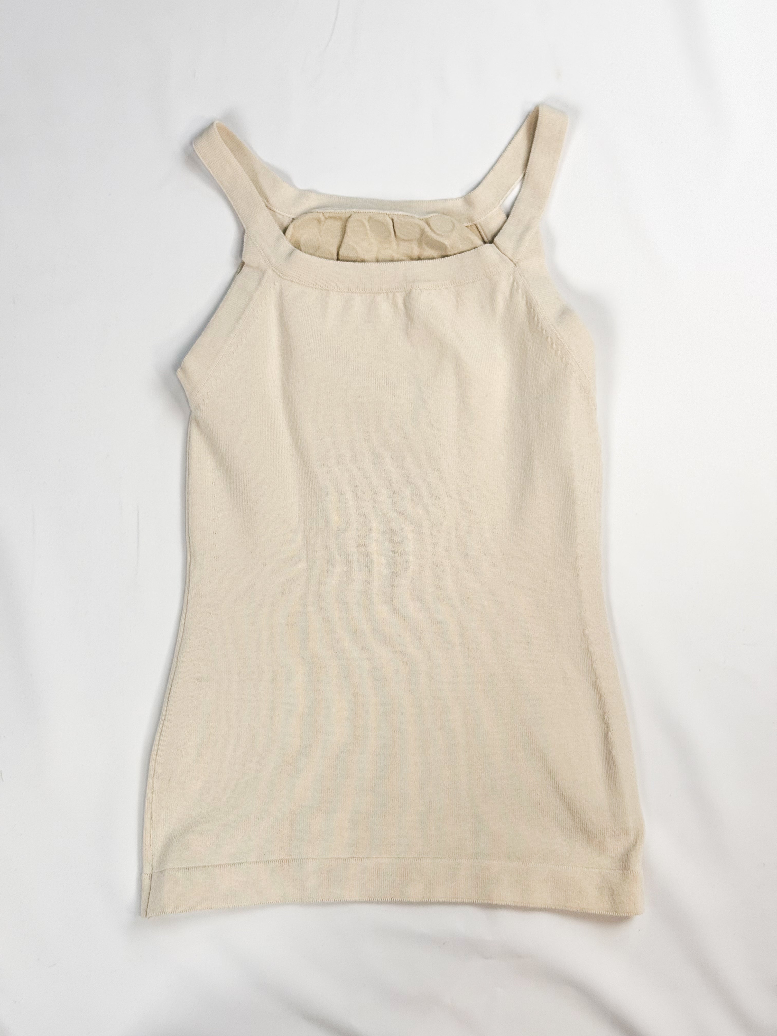 Almeria 2000s Cream Gemstone Embellished Knit Tank - XS/S