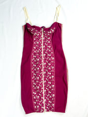D&G Dolce & Gabbana 2000s Magenta Floral Panel Silk Blend Mini Dress