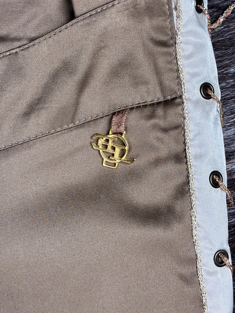 Enzo Loco Paris 2000s Brown Trousers with Gold Lace Detailing