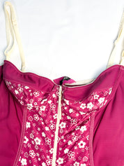 D&G Dolce & Gabbana 2000s Magenta Floral Panel Silk Blend Mini Dress