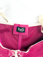 D&G Dolce & Gabbana 2000s Magenta Floral Panel Silk Blend Mini Dress