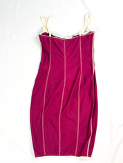 D&G Dolce & Gabbana 2000s Magenta Floral Panel Silk Blend Mini Dress