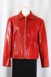2000s Red Snakeskin Leather Jacket – M