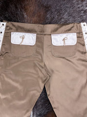 Enzo Loco Paris 2000s Brown Trousers with Gold Lace Detailing