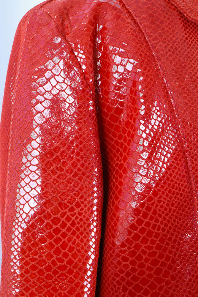 2000s Red Snakeskin Leather Jacket – M